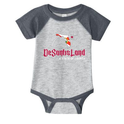 DeSantisLand State Of Liberty Florida Map FL Flag Patriotic Infant Baby Jersey Bodysuit