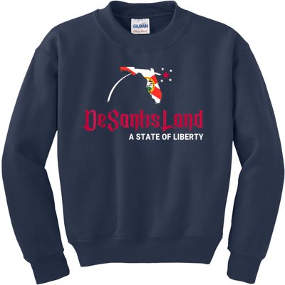 DeSantisLand State Of Liberty Florida Map FL Flag Patriotic Kids Sweatshirt