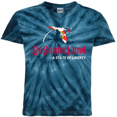 DeSantisLand State Of Liberty Florida Map FL Flag Patriotic Kids Tie-Dye T-Shirt