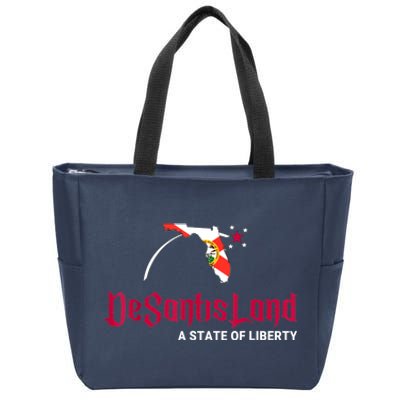 DeSantisLand State Of Liberty Florida Map FL Flag Patriotic Zip Tote Bag