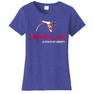 DeSantisLand State Of Liberty Florida Map FL Flag Patriotic Women's T-Shirt