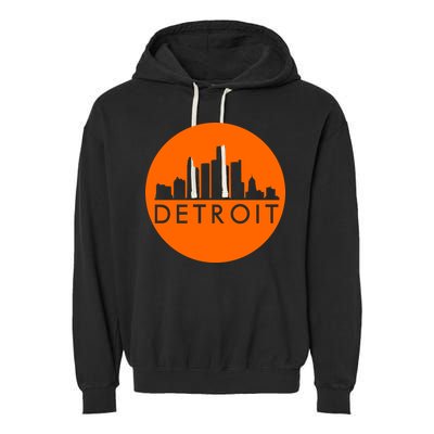 Detroit Simple Orange Logo Front And Back Garment-Dyed Fleece Hoodie
