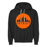 Detroit Simple Orange Logo Front And Back Garment-Dyed Fleece Hoodie