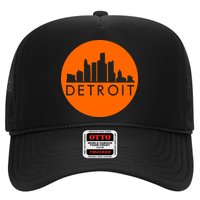 Detroit Simple Orange Logo Front And Back Trucker Hat