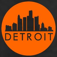 Detroit Simple Orange Logo Front And Back Trucker Hat
