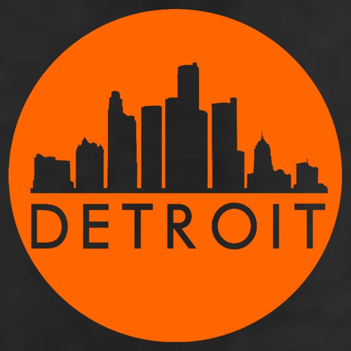 Detroit Simple Orange Logo Front And Back Trucker Hat