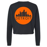 Detroit Simple Orange Logo Front And Back Cropped Pullover Crew
