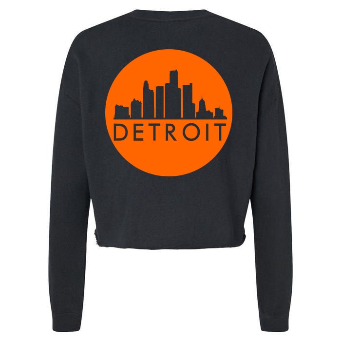 Detroit Simple Orange Logo Front And Back Cropped Pullover Crew