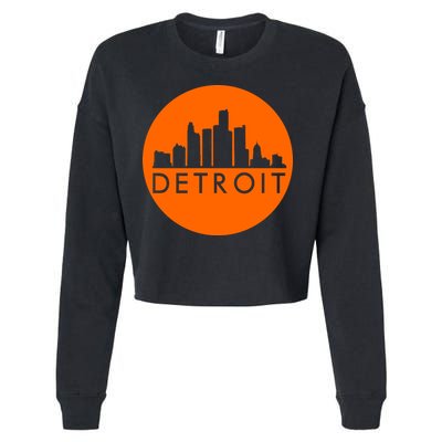 Detroit Simple Orange Logo Front And Back Cropped Pullover Crew