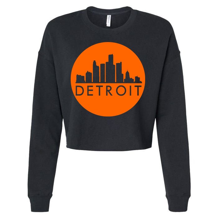 Detroit Simple Orange Logo Front And Back Cropped Pullover Crew