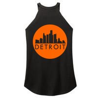 Detroit Simple Orange Logo Front And Back Women's Perfect Tri Rocker Tank