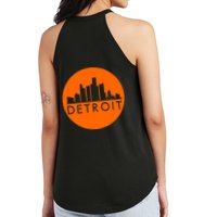 Detroit Simple Orange Logo Front And Back Women's Perfect Tri Rocker Tank