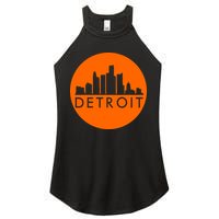 Detroit Simple Orange Logo Front And Back Women's Perfect Tri Rocker Tank