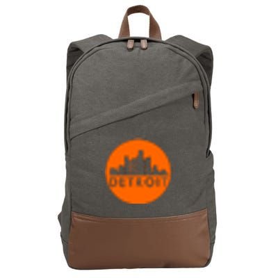 Detroit Simple Orange Logo Front And Back Cotton Canvas Backpack