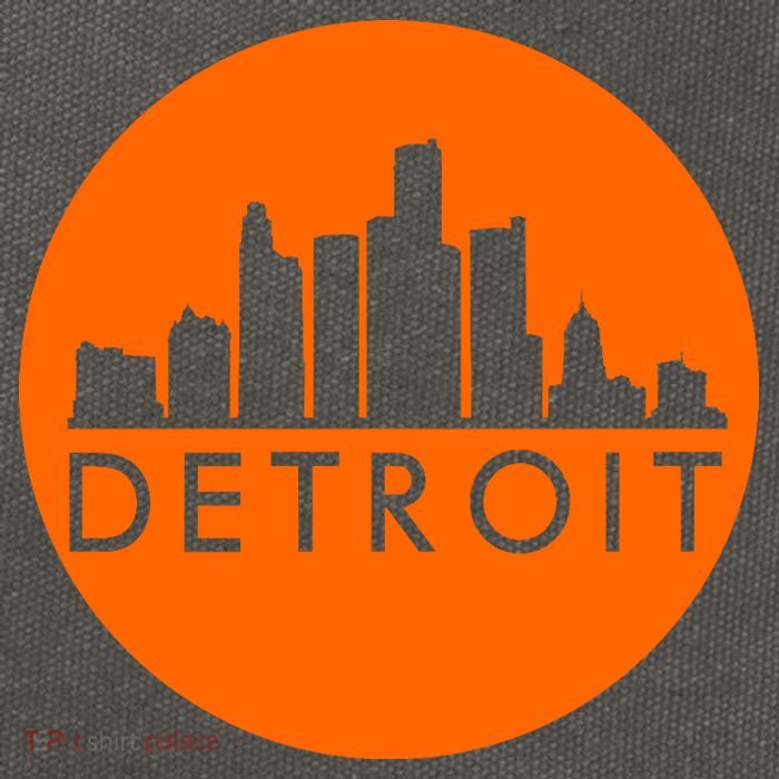 Detroit Simple Orange Logo Front And Back Cotton Canvas Backpack
