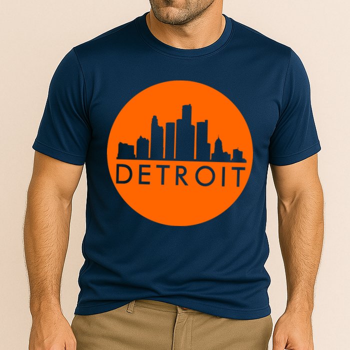 Detroit Simple Orange Logo Front And Back Performance Shirt