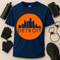 Detroit Simple Orange Logo Front And Back Performance Shirt