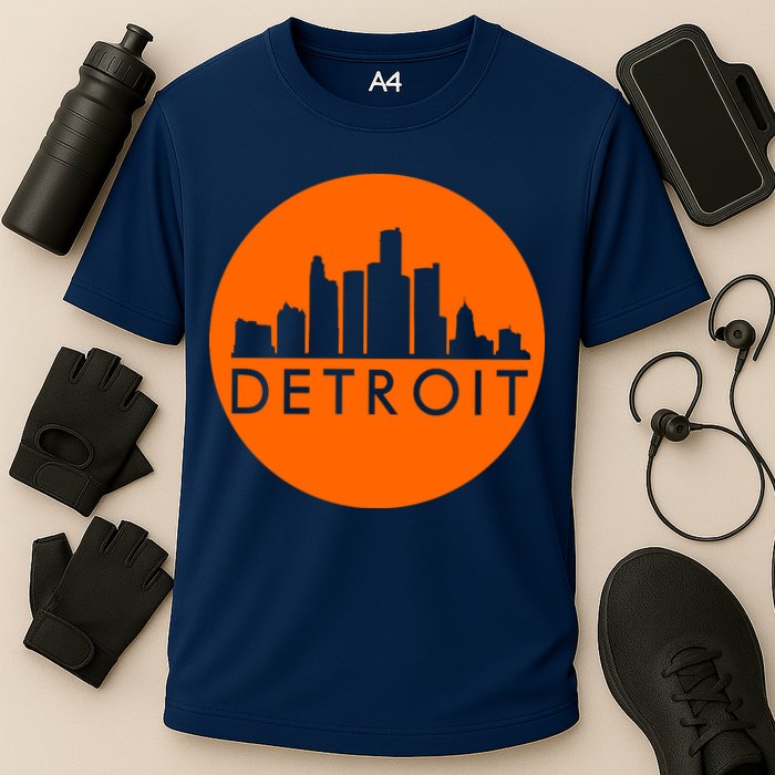Detroit Simple Orange Logo Front And Back Performance Shirt