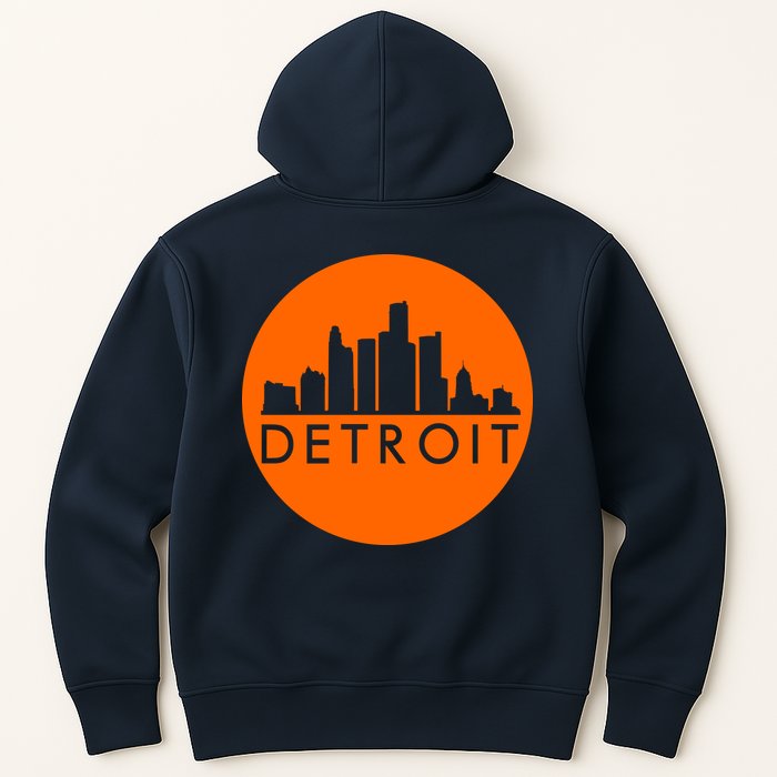 Detroit Simple Orange Logo Front And Back Hoodie