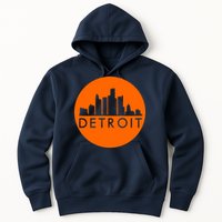 Detroit Simple Orange Logo Front And Back Hoodie