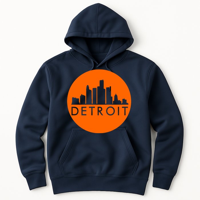 Detroit Simple Orange Logo Front And Back Hoodie