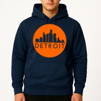 Detroit Simple Orange Logo Front And Back Hoodie