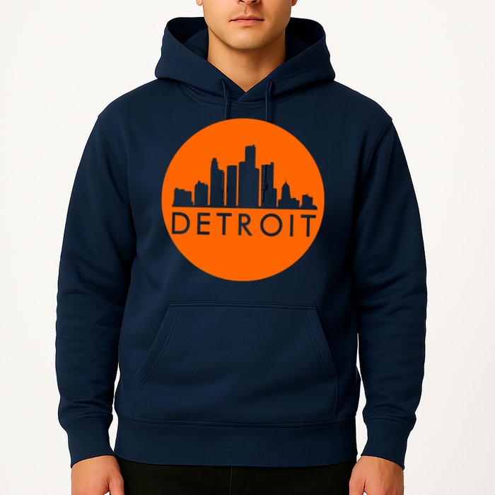 Detroit Simple Orange Logo Front And Back Hoodie