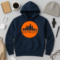 Detroit Simple Orange Logo Front And Back Hoodie
