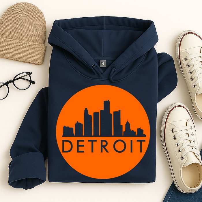 Detroit Simple Orange Logo Front And Back Hoodie