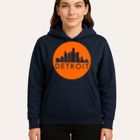 Detroit Simple Orange Logo Front And Back Hoodie