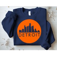 Detroit Simple Orange Logo Front And Back Sweatshirt
