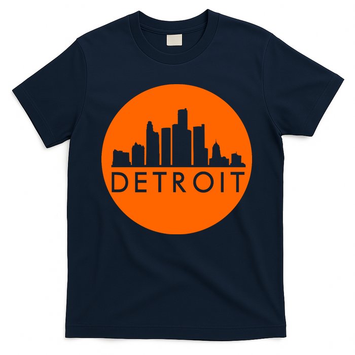 Detroit Simple Orange Logo Front And Back T-Shirt
