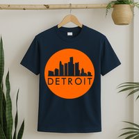 Detroit Simple Orange Logo Front And Back T-Shirt