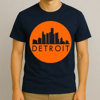 Detroit Simple Orange Logo Front And Back T-Shirt