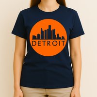 Detroit Simple Orange Logo Front And Back T-Shirt