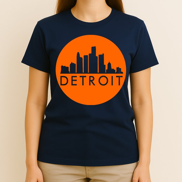 Detroit Simple Orange Logo Front And Back T-Shirt