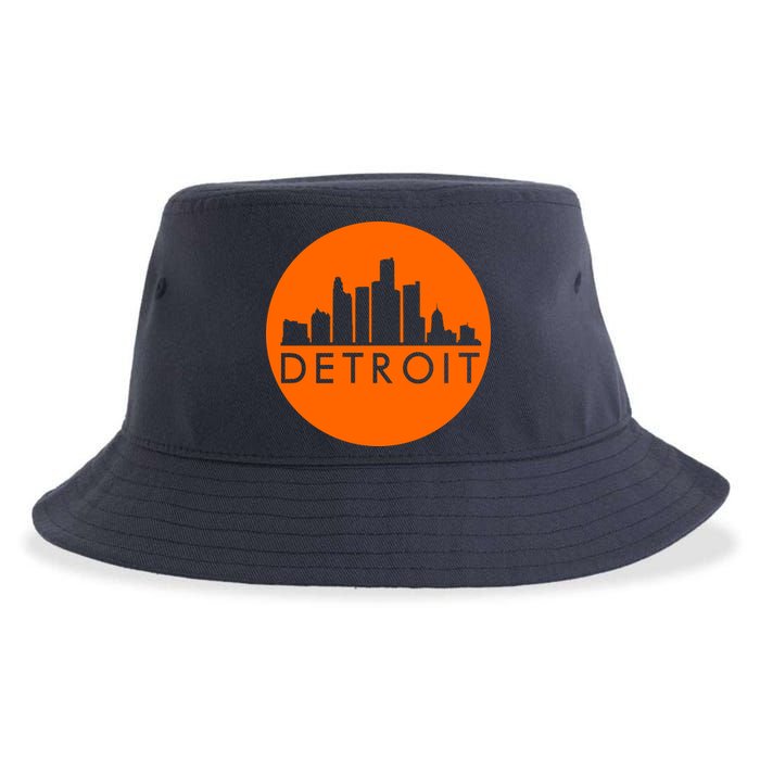 Detroit Simple Orange Logo Front And Back Sustainable Bucket Hat