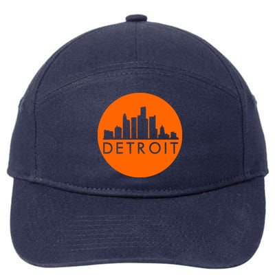 Detroit Simple Orange Logo Front And Back 7-Panel Snapback Hat