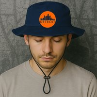Detroit Simple Orange Logo Front And Back Bucket Hat