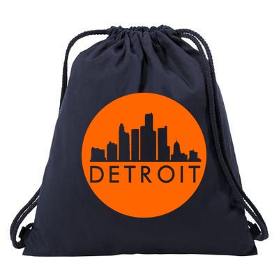 Detroit Simple Orange Logo Front And Back Drawstring Bag
