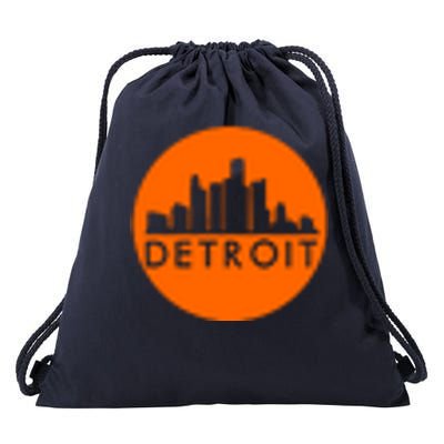 Detroit Simple Orange Logo Front And Back Drawstring Bag