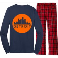 Detroit Simple Orange Logo Front And Back Long Sleeve Pajama Set