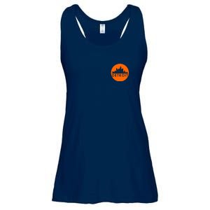 Detroit Simple Orange Logo Front And Back Ladies Essential Flowy Tank