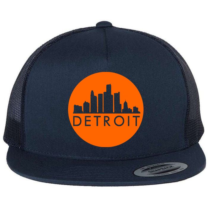 Detroit Simple Orange Logo Front And Back Flatbill Hat