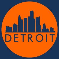 Detroit Simple Orange Logo Front And Back Flatbill Hat