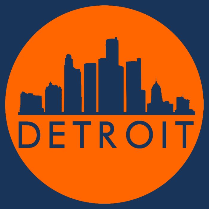 Detroit Simple Orange Logo Front And Back Flatbill Hat