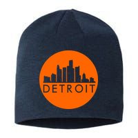 Detroit Simple Orange Logo Front And Back Sustainable Beanie