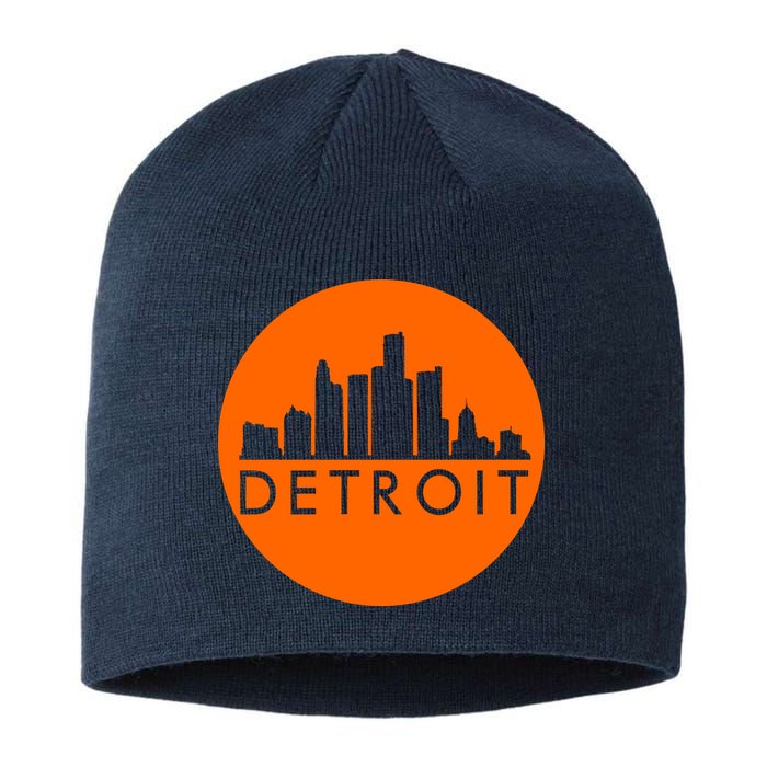 Detroit Simple Orange Logo Front And Back Sustainable Beanie