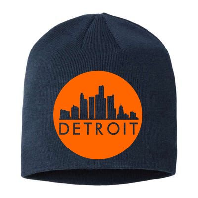 Detroit Simple Orange Logo Front And Back Sustainable Beanie