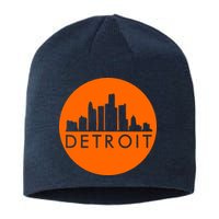Detroit Simple Orange Logo Front And Back Sustainable Beanie